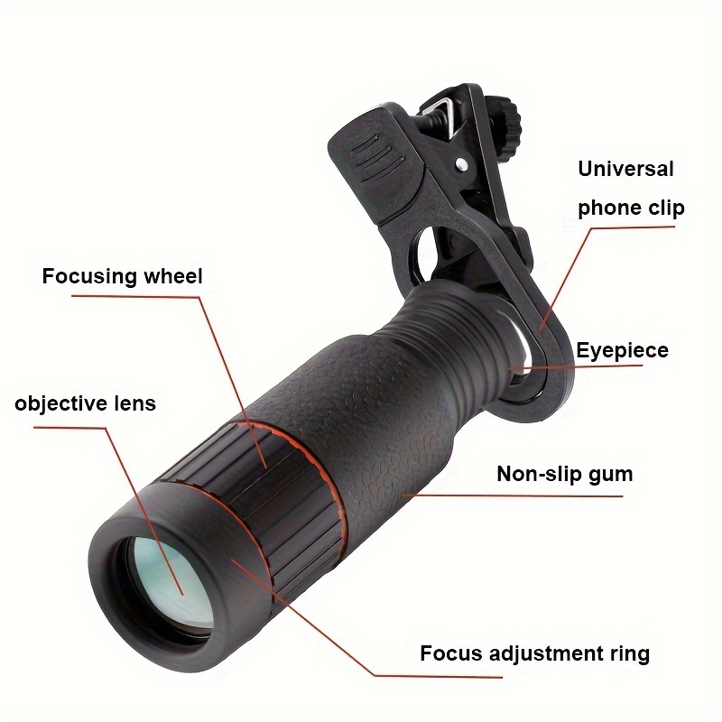 1pc 32x hd optical telephoto lens for smartphones 4k multi coated lens with anti   function universal phone clip rubber material suitable for most mobile phones ideal for   details 2