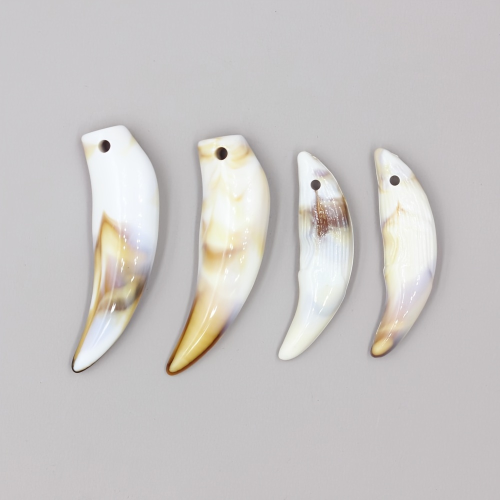 

30pcs /100pcs Acrylic Imitation Ivory Tusk Pendants, Resin Wolf Tooth Charm Beads, No Plating - Cool And Handsome Diy Jewelry Making Supplies Wholesale