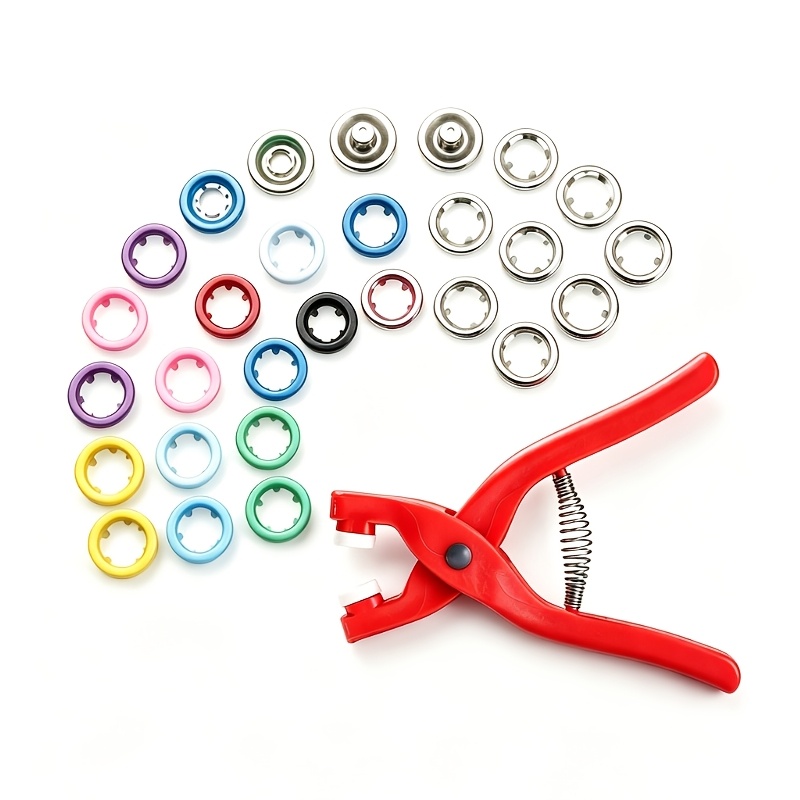 TEMU Kit de 388 boutons-pression à rapide couture | Inclut une pince, des accessoires de couture en métal durable multicolores pour vêtements,