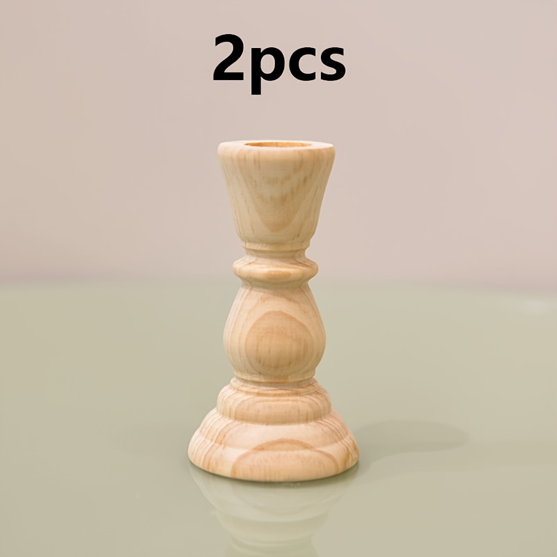 TEMU 2pcs Farmhouse Style Roman Column Candle Holder | Decorative Wooden Candleholder For Pillar Candles, Room Table Decor, Christmas Decorations