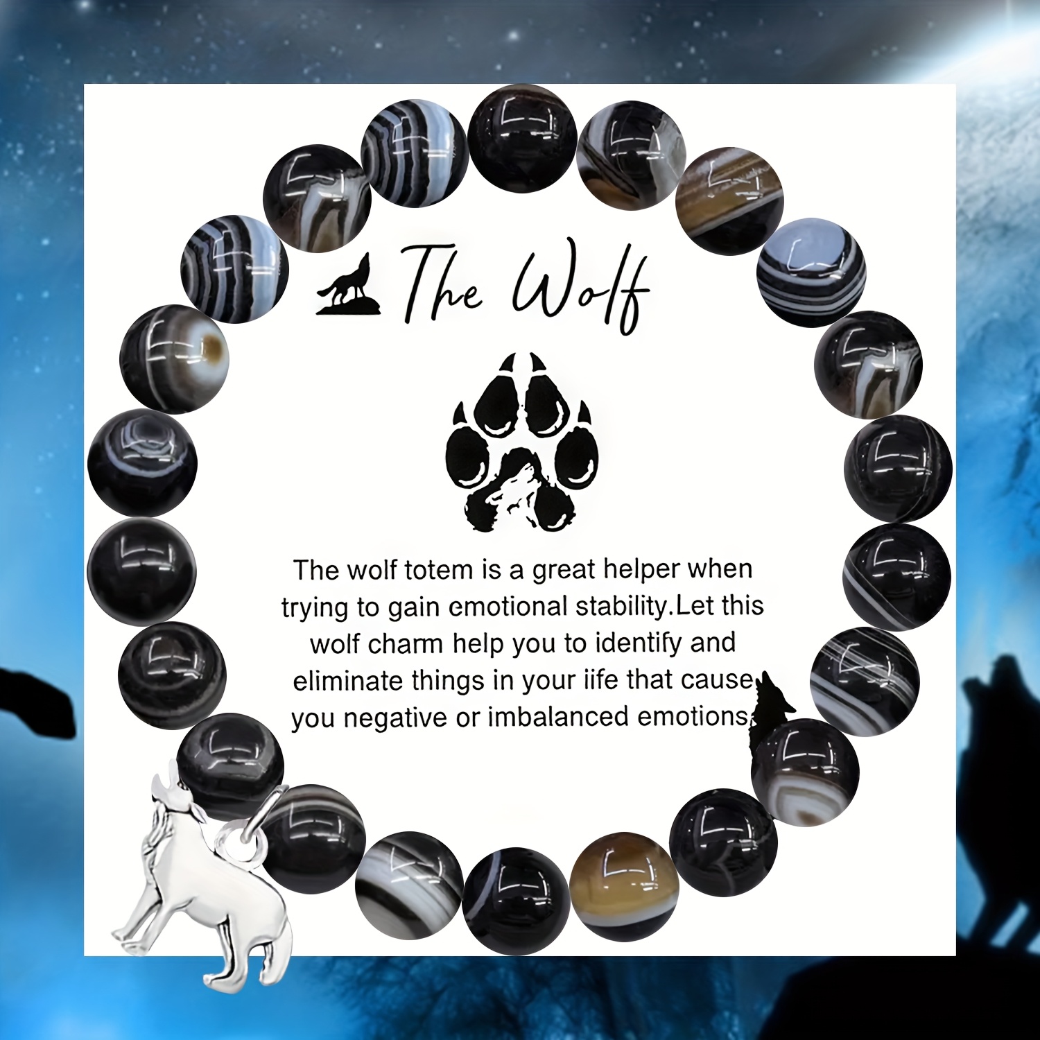TEMU 1pc Thanksgiving Day/christmas Gift, Stocking Stuffers, Wolf Style Bracelet For Women And Men, Wolf Charm Bracelet Inspiration Gift For Daughter