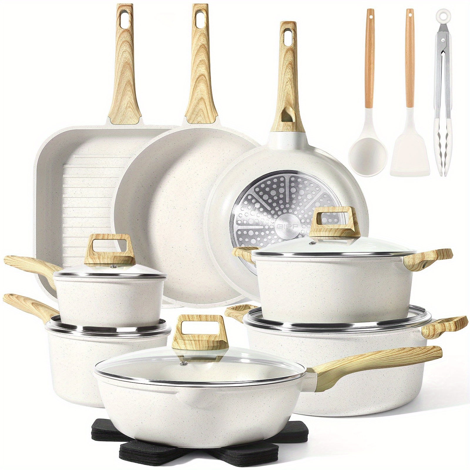 Gipp Ceramic Cookware Set, 21pcs Pot And Pan Set With Coating, Induction Cookware Set, Oven Safe, Suitable For All Stovetops, Ptfe/-free