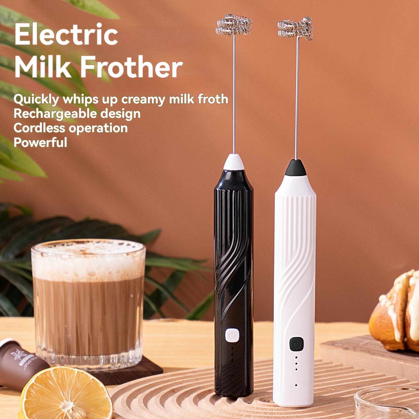 USB Handheld Milk Frother 3-Speed Electric Milk Foamer with USB- Motor,  Portable Milk Whisker Maker for Cappuccino, Latte, Hot/Cold Drinks, 5W Power