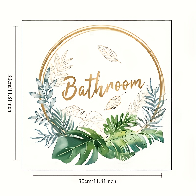 Image of 1pc Graphic Floral Bathroom And Toilet Door Decals - Self-adhesive Ceramic Surface Logo, Creative Decor For The Aesthetic Of Bathroom Decor