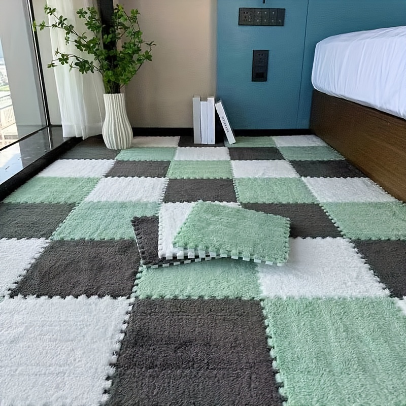 30pcs non slip interlocking plush carpet tiles for bedroom living room study playroom and rental home renovation   use