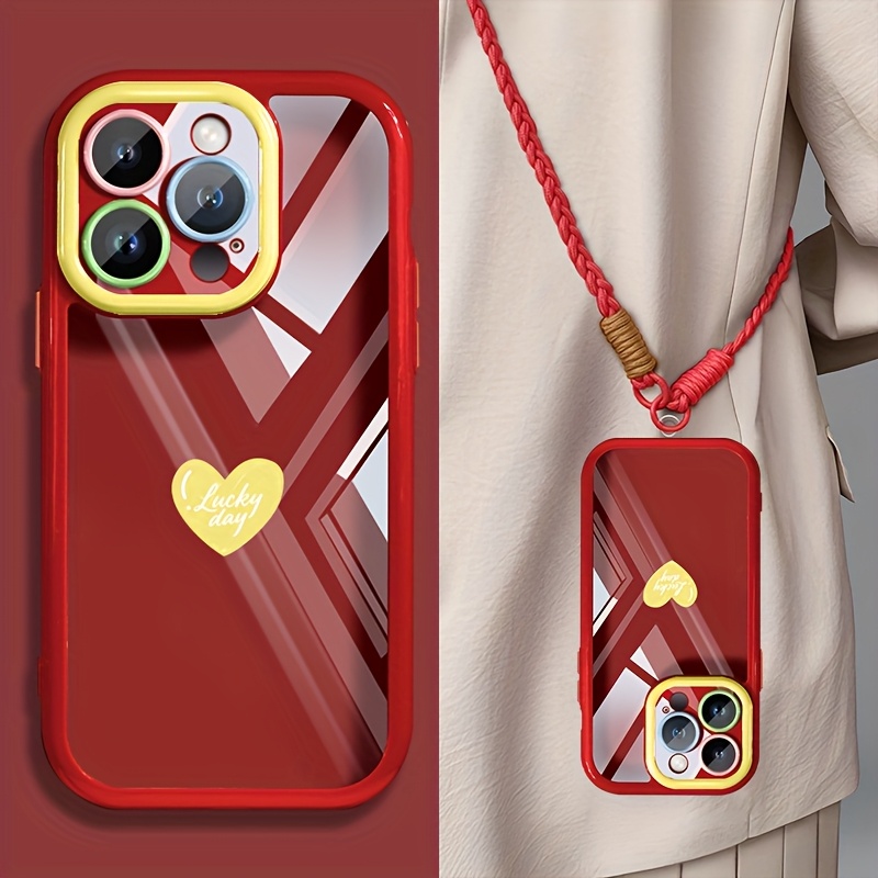 TEMU Phone Case - 2pcs Set: Phone Case And Crossbody Long Lanyard Necklace, Anti-loss And Anti-drop; Iphone 18 Pro Max Phone Case, Outdoor Use,