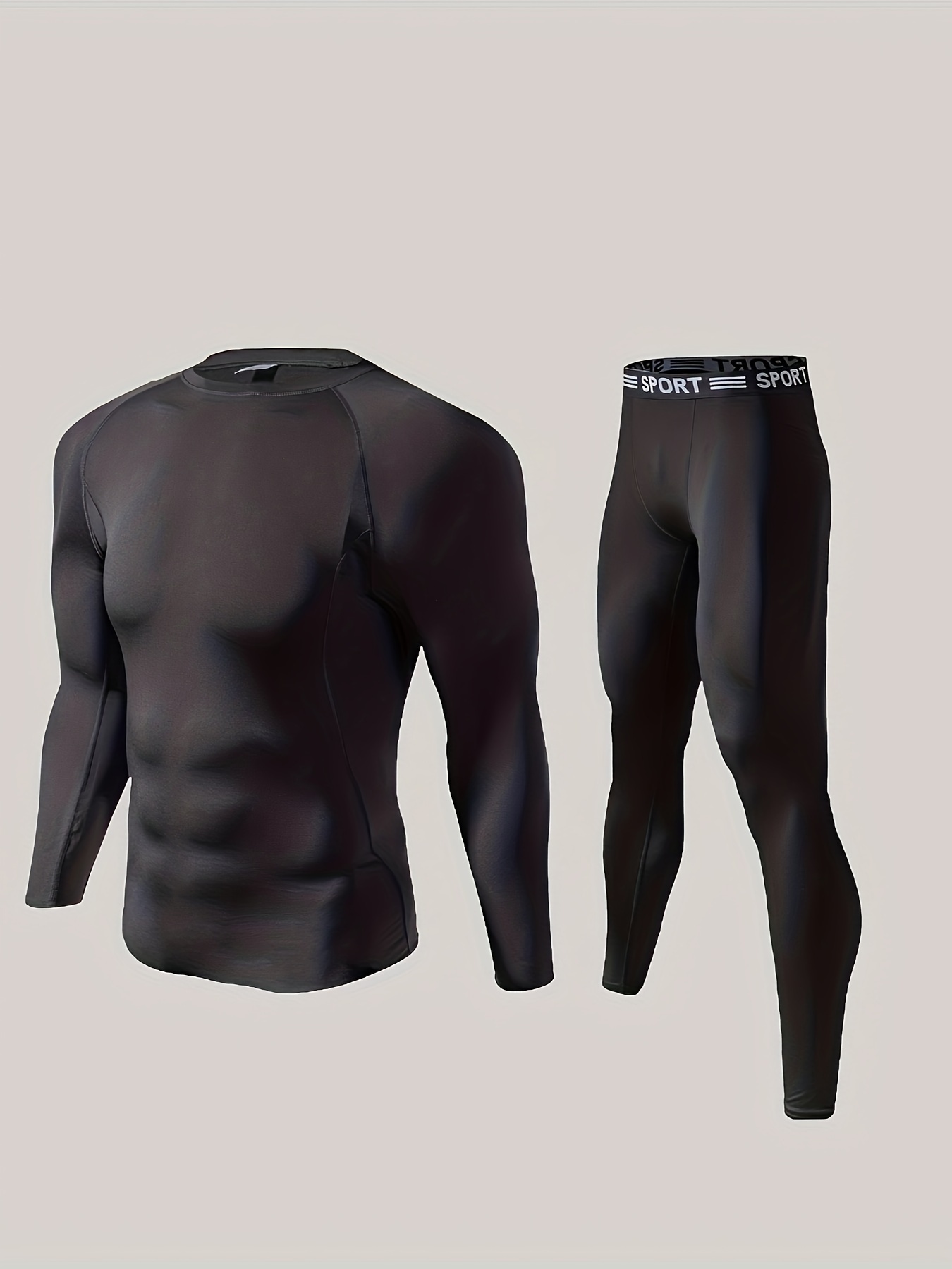 Men's Base Layer Set Thermal Underwear Set Crew Neck Top - Temu