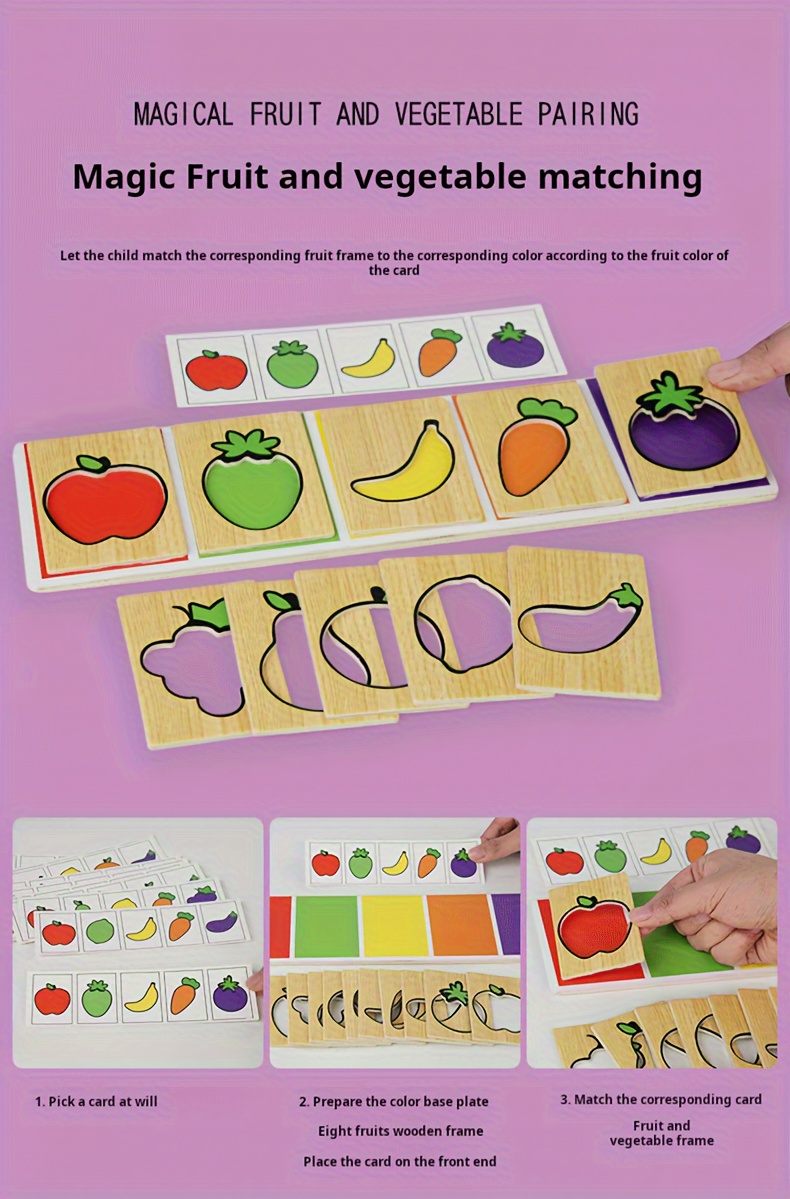Fruit Vegetable Color Matching Puzzle Wooden Brain Teaser Temu