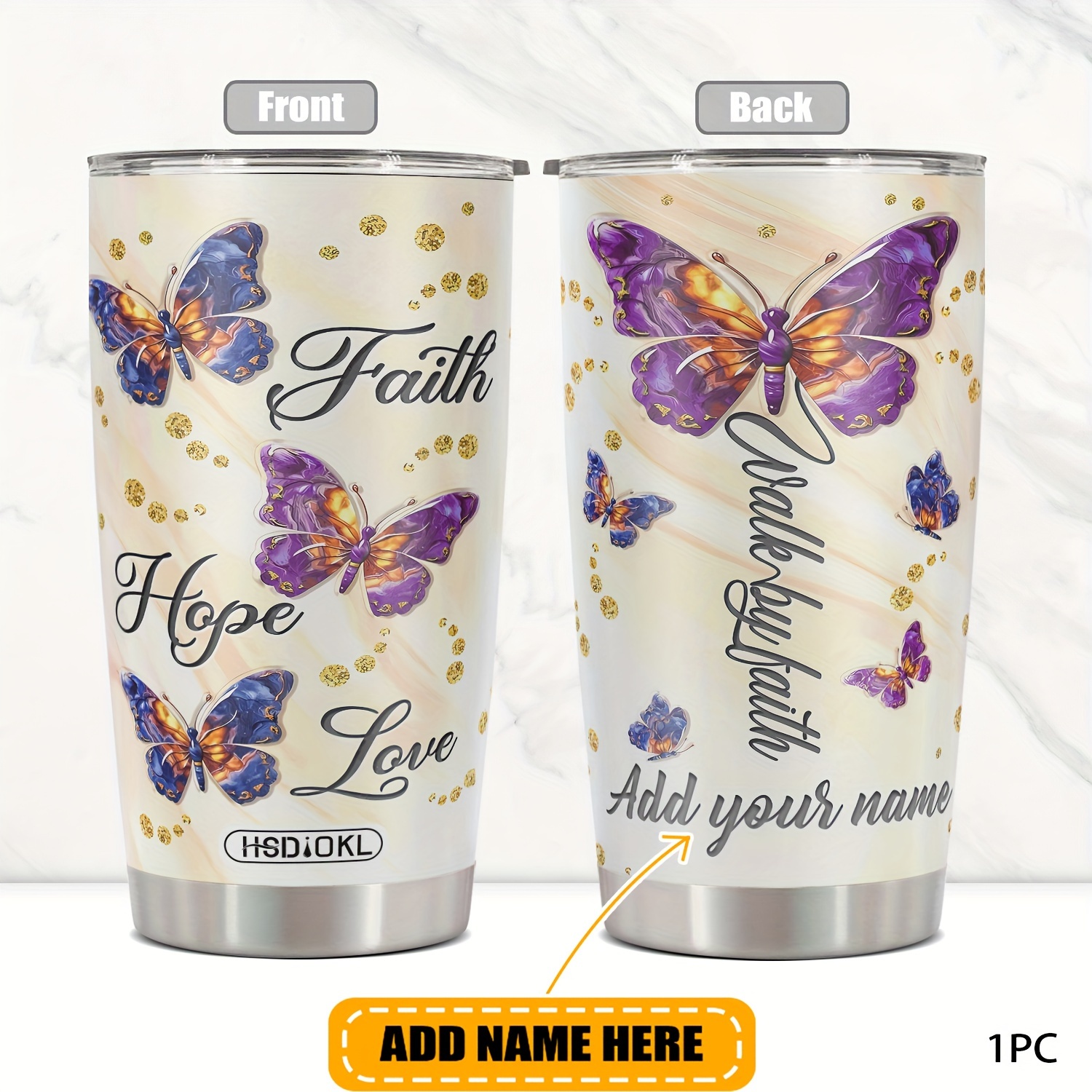 

Custom 20oz With Beautiful - Personalized Name Or Text, Travel & Gifts, Metal, Bpa-free, Ideal For Birthdays,