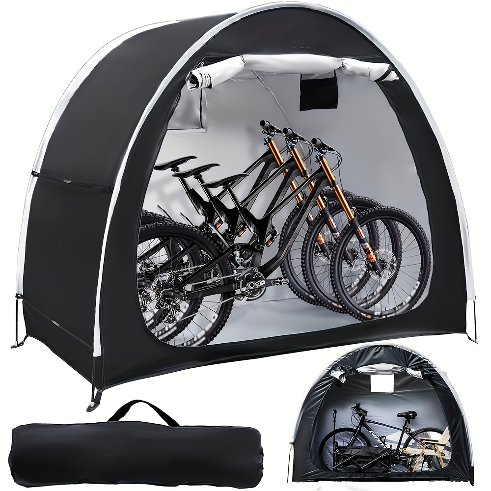 

Bike Storage Shed Tent With For 2- Pu4000 Silver Coated Waterproof 210d Oxford Fabric Portable Foldable Outdoor Bicycle Cover Shelter Carry Bag For Home Garden