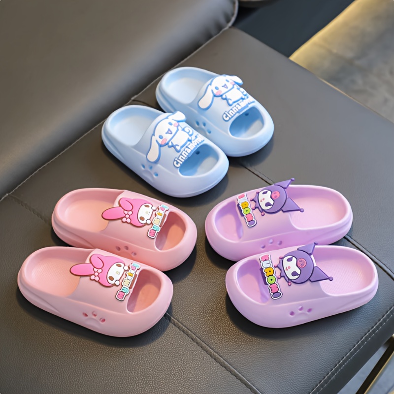 Sanrio for hello kitty Girls' Soft EVA Slides - Non-Slip Lightweight Summer Indoor/Outdoor Slippers with Cute Cartoon Design, Light Pink & Light Blue, Perfect for Youngsters & Toddlers, Indoor Slippers | Playful Design | Easyclean Material, Sanrio