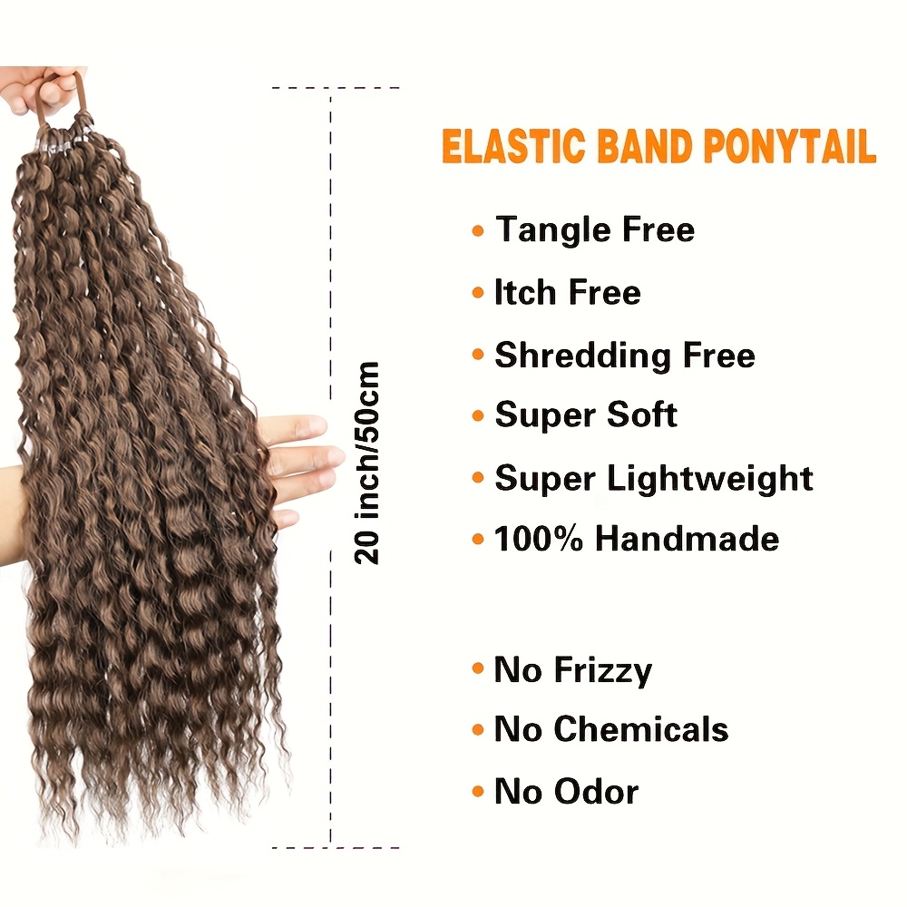 50.8cm long   ponytail extension with elastic rubber band - 12 strands synthetic hairpiece for women,   afro curly hair, easy to style, natural look,  , natural look hairpiece,   hairband details 1