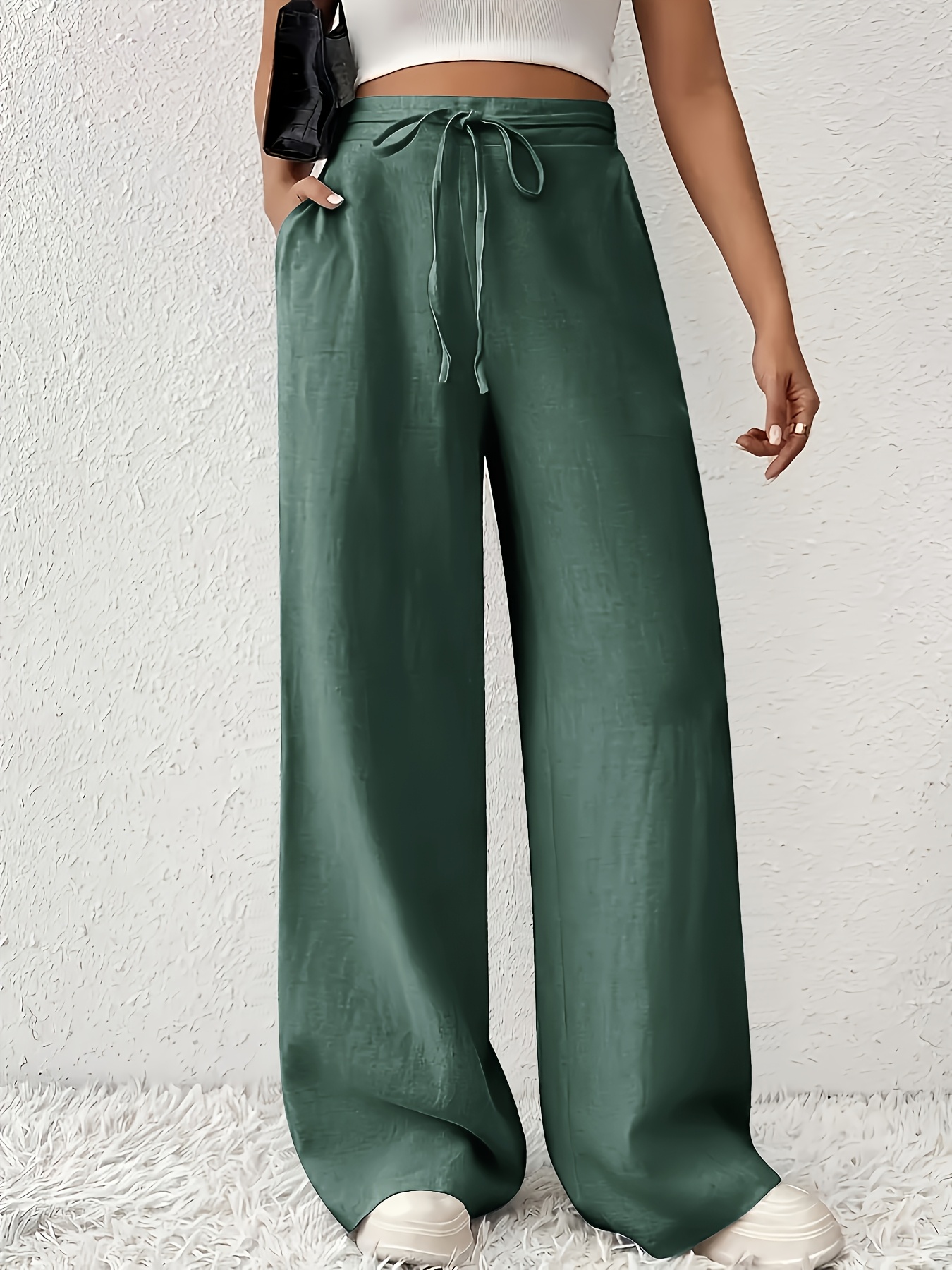 2026 spring summer new arrival womens casual french style comfortable and fashionable high waist straight leg wide leg pants with pockets
