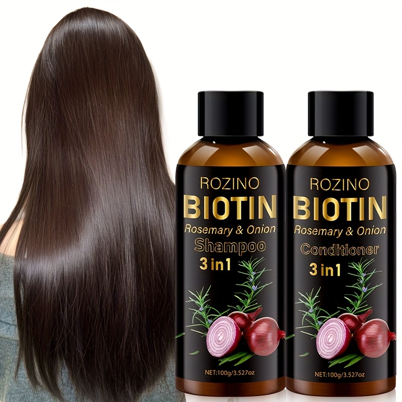 biotin onion rosemary 3 in 1 shampoo set strong moisturiz - Temu