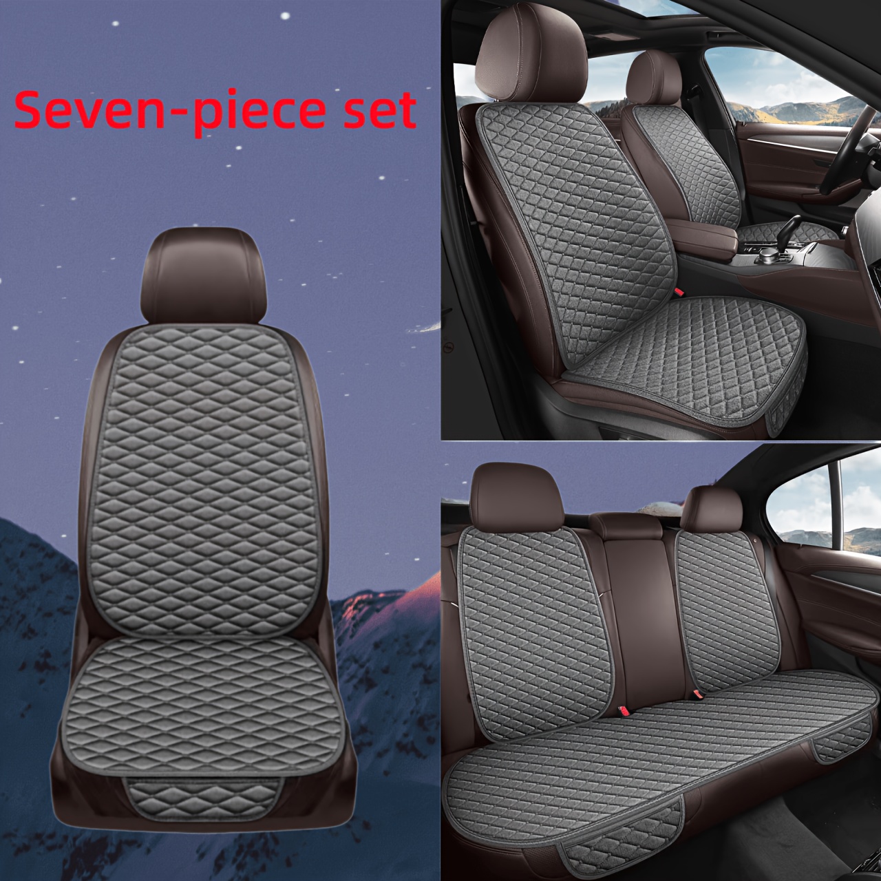 TEMU 7pcs Car Seat Cushion Set, Universal Fit For 5 Seats, Seat Covers, Breathable And Wear-resistant, Suitable For Most Car Models