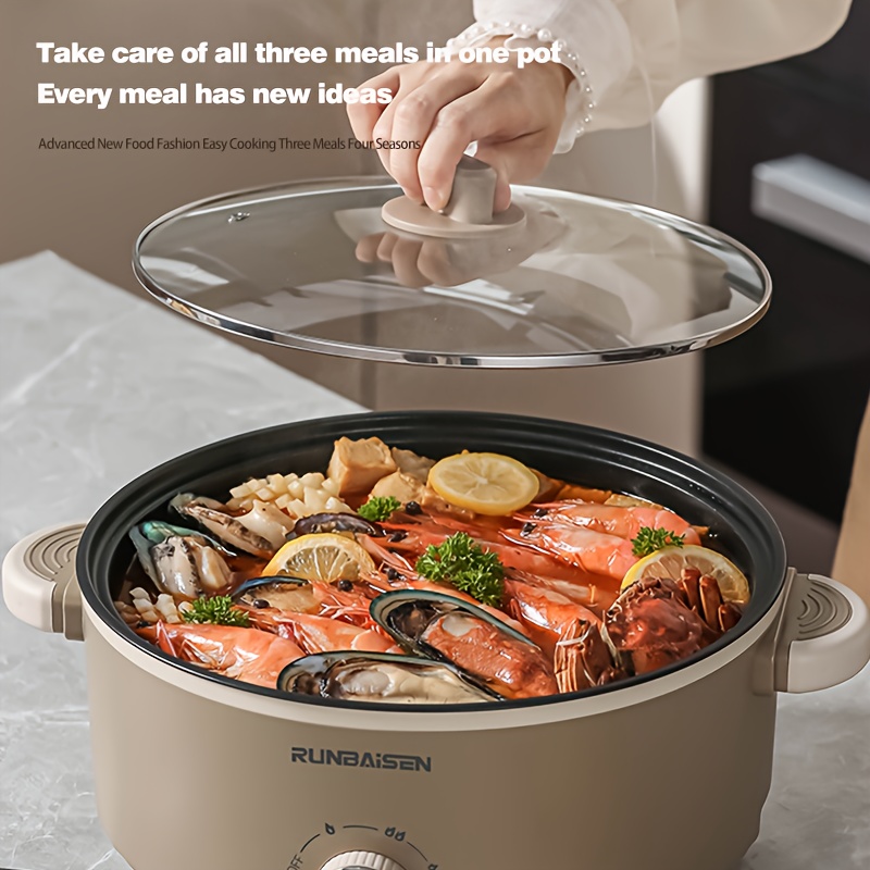 rundaisen electric multi purpose cooker large capacity non stick pot for home cooking 220v 240v power rv kitchen appliance pp body no battery included details 6