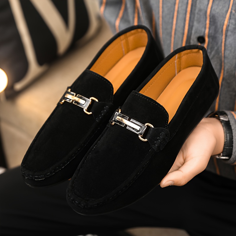 A Set of Stylish, Single-Color Luxury Casual Shoes for Men, Featuring a Round Toe And Flat Design, Comfortable Slip-On Style, Suitable for Different Events