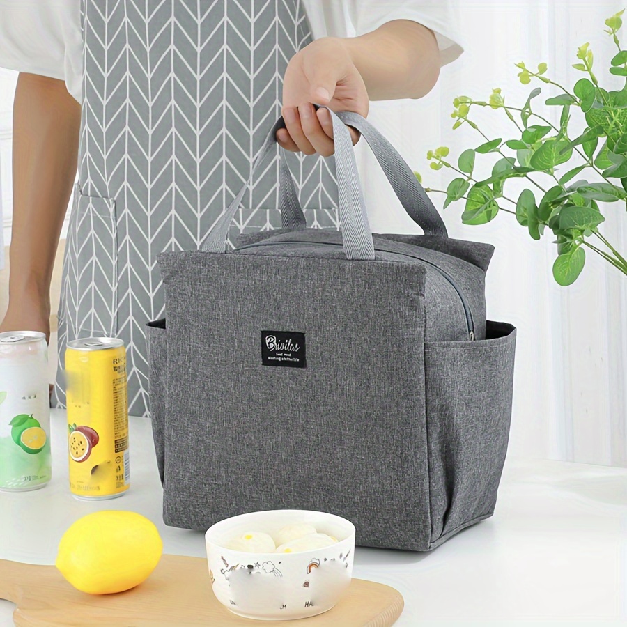 

Minimalist Lightweight Insulated Storage Handbag, Solid Color Versatile Outdoor Picnic, Office Bento Bag