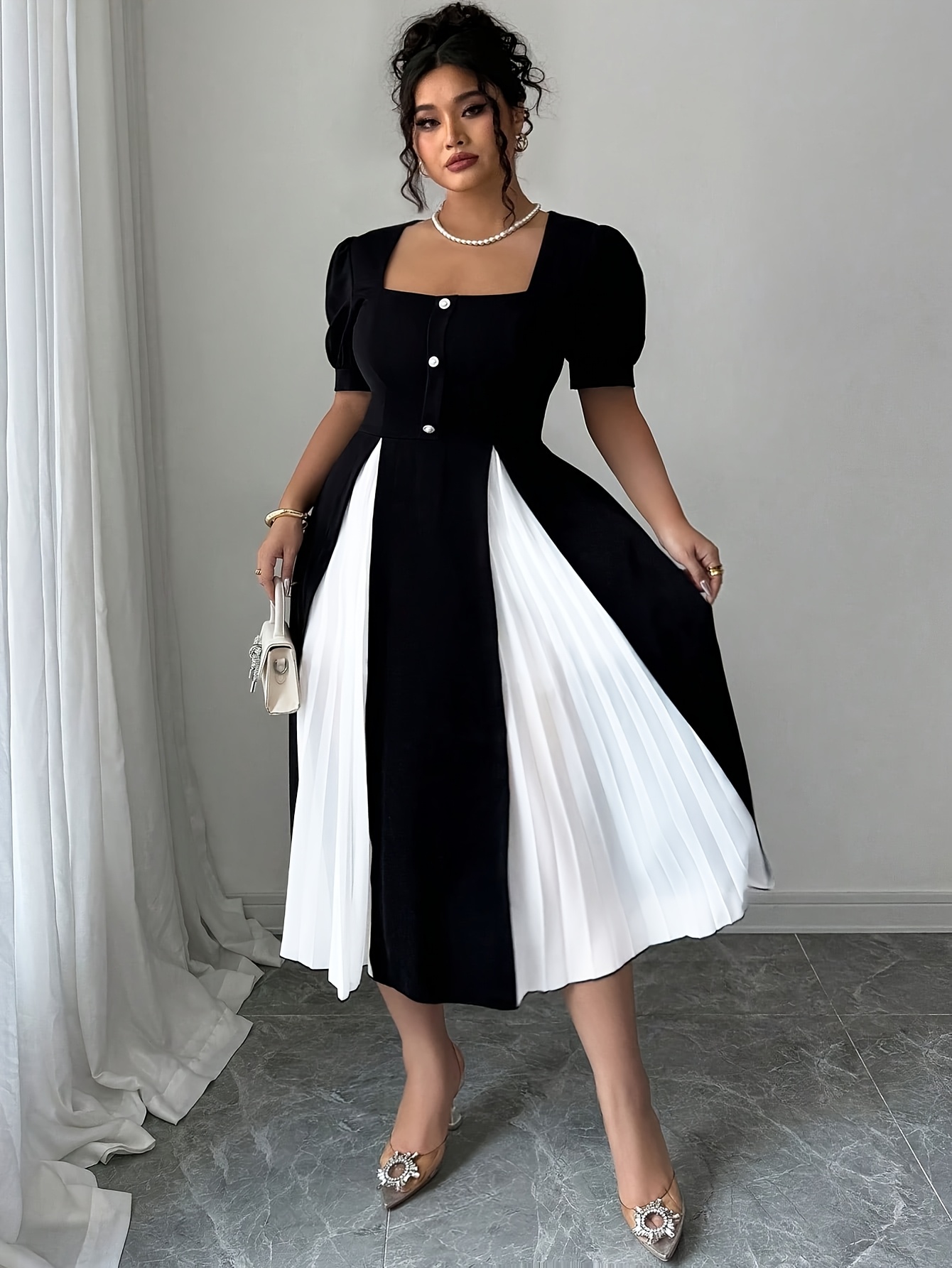 black puff sleeve summer dress Black Linen Off The Shoulder Midi Dress
