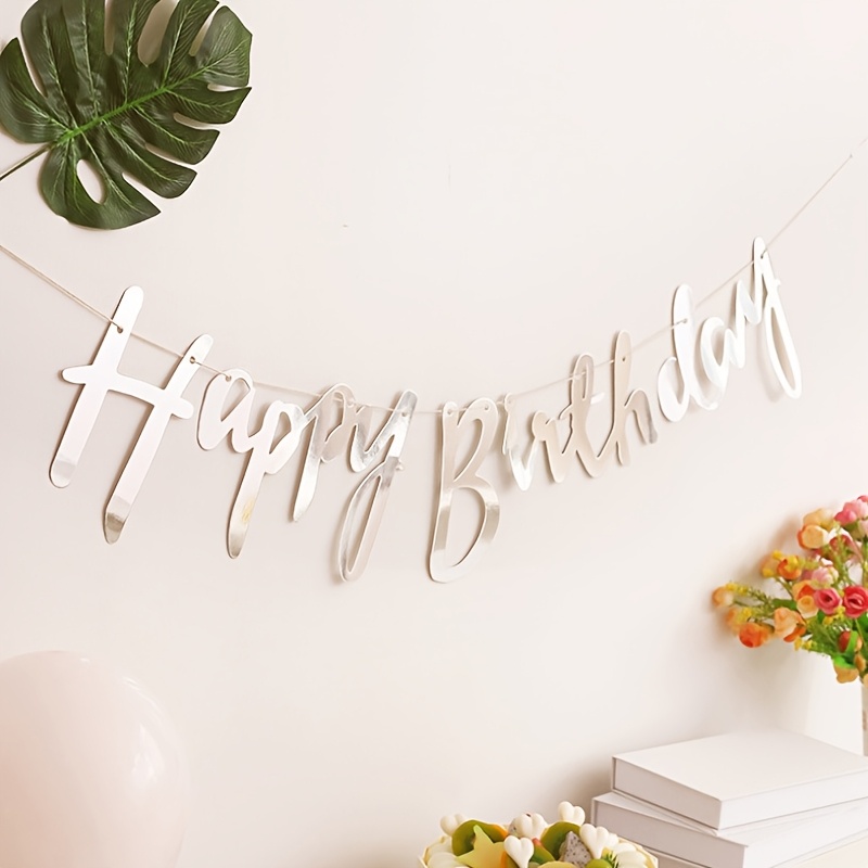 1pc Golden Happy Birthday Banner Birthday Wedding Party Decorations Hanging Banner, Multicolor Birthday Party Decorations