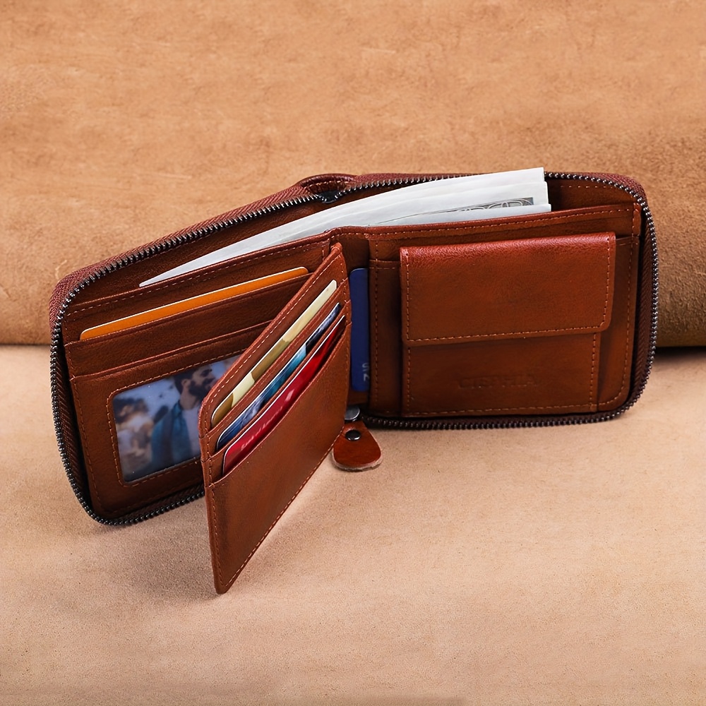 Portefeuille Homme Firelog Cuir Noir Double Pli Avec Blocage RFID - Neuf