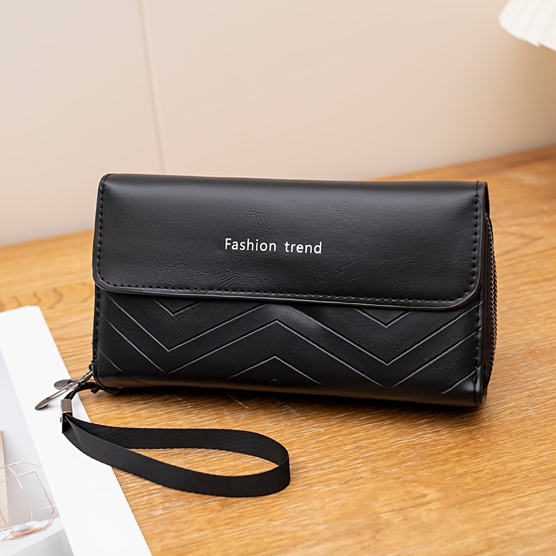 vintage style women's long clutch wallet wrist strap dual Temu