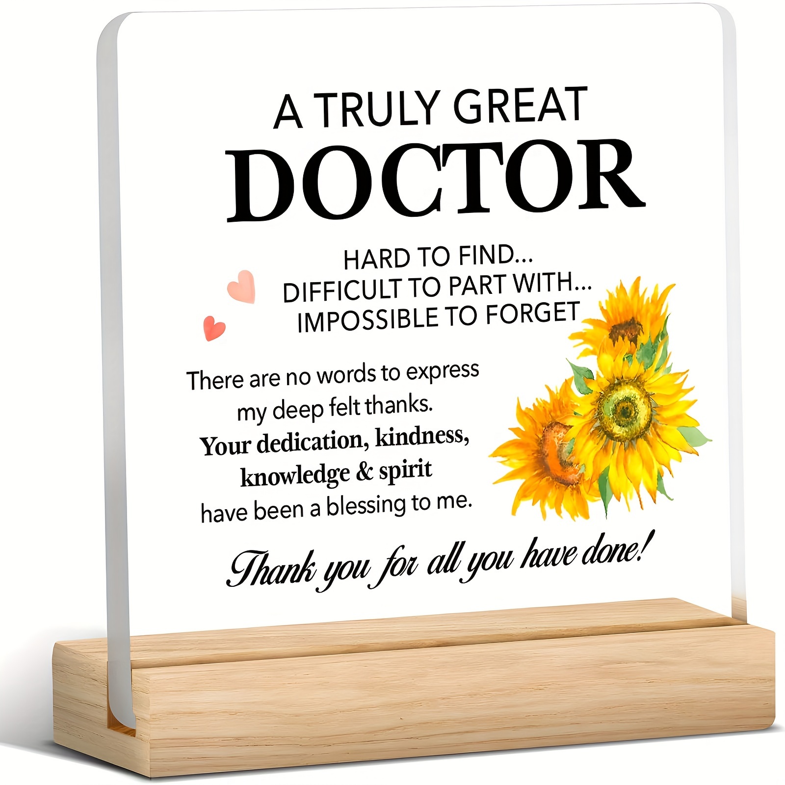 

Extraordinary Doctor Appreciation Gift - Acrylic Desk Sign With Wooden Frame, Thanksgiving, Birthday & Retirement - Contemporary Style, English Text, Thanksgiving