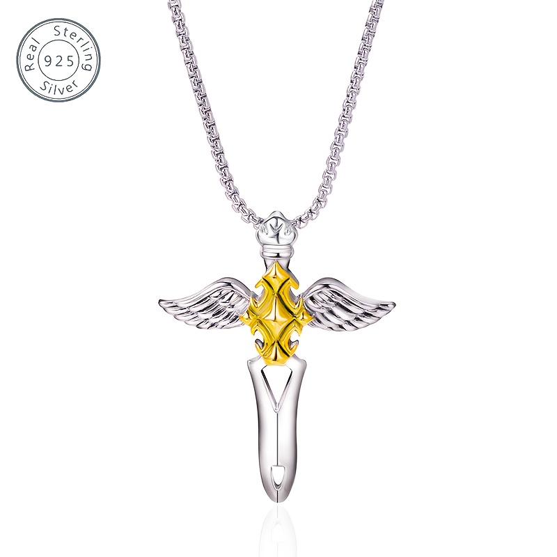 Image of 925 Silver Women's Pendant Necklace Sword Pendant Necklace Unisex Hypoallergenic Festival Decoration Versatile Fashion Elegant Christmas Valentine's Day With A Box
