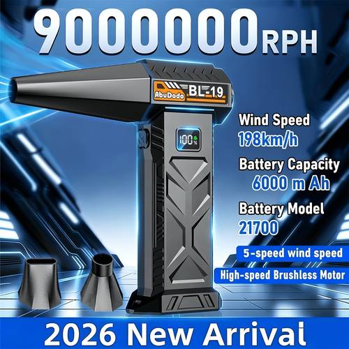 item picture 4 in 1 car dust remover blower 9000000 rpm cordless blower multi functional portable fan type c fast charging led lighting multiple adapters suitable for computer cases keyboards precision electronics