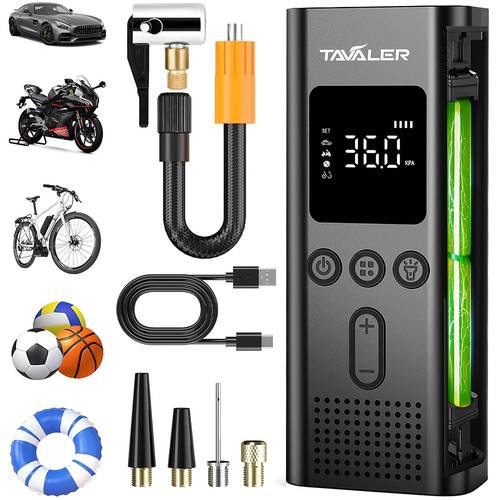 2026 150psi air pump 2 rechargeable batteries with lcd display and led lighting with full inflation accessories for cars motorcycles bikes balls gift for family