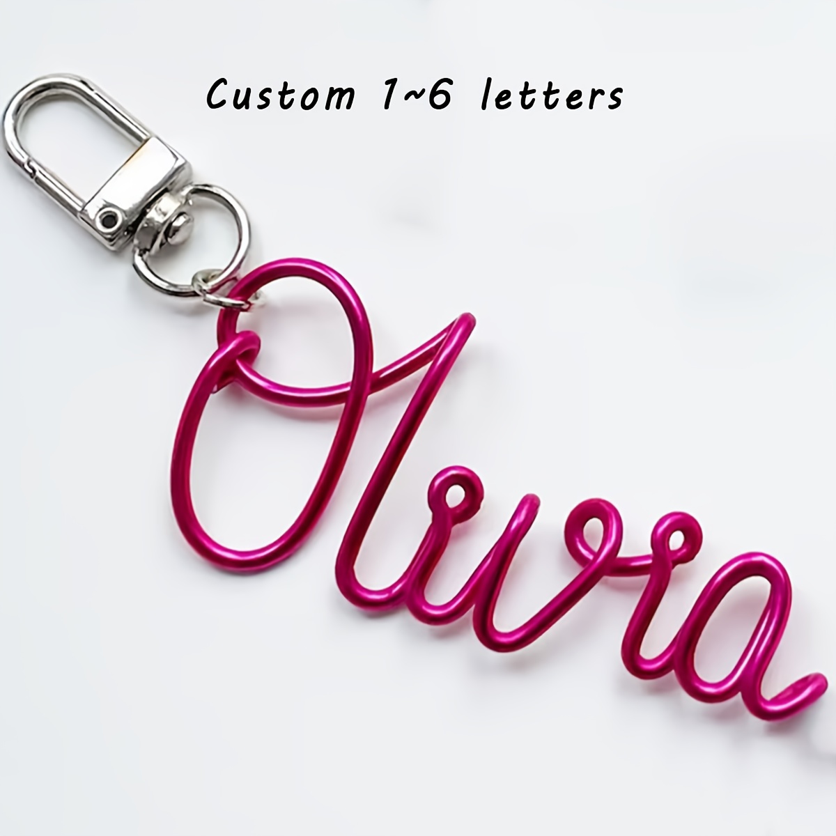 TEMU 1pc Metal Wire-wrapped Custom Letter Keychain, Personalized Name/letter Key Pendant/bag Charm, Creative Gift/graduation Season Gift/mother's Day