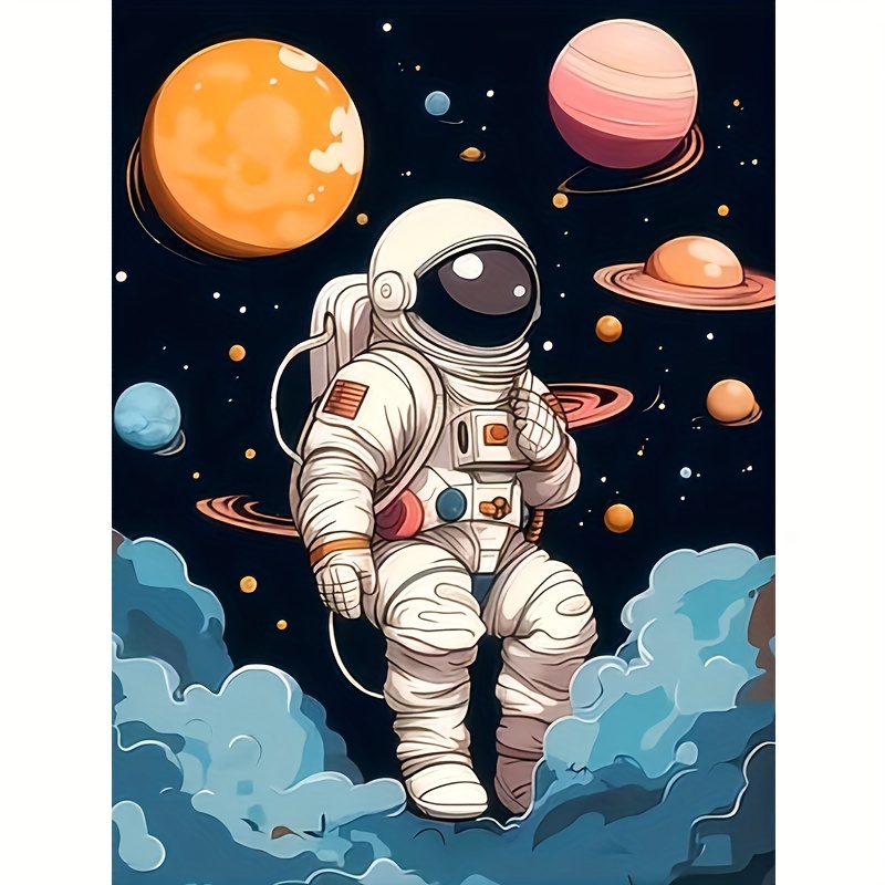 

5d Space Astronaut Diamond Painting Kit, Diy Round Diamond Full Drill Embroidery, Cross Stitch Craft Decor, Perfect Wall Art For Living Room, Bedroom, Study - Ideal Gift For Beginners And Craft Lovers