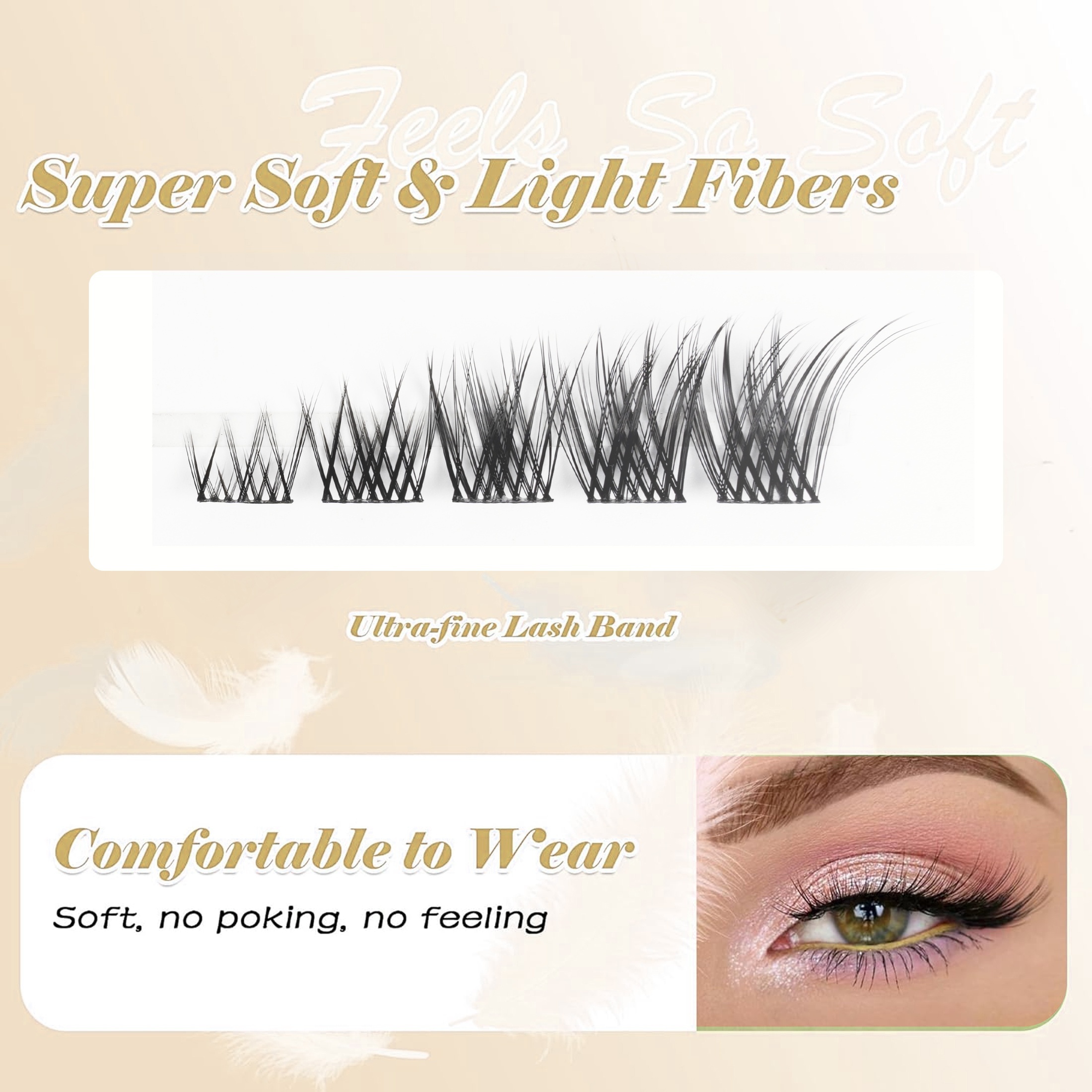 140 natural eyelash clusters in 14 cat eye extensions with natural clusters fox eye lashes details 2