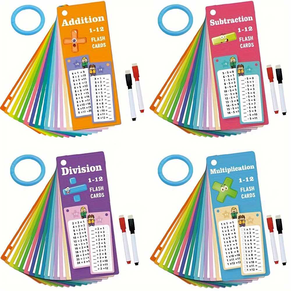 

Reusable Math Practice Flashcards With Dry Erase Marker - Addition, Subtraction, Multiplication & Division Learning Cards For Daily Office Use