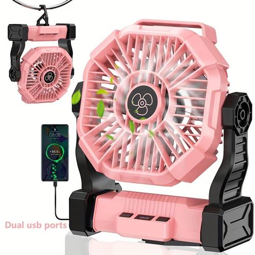 20000mah outdoor fan battery powered fan with 4 led lights desktop fan with remote control portable outdoor fan with tent power outage construction site camping party golf