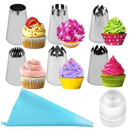 10 Stuks Cupcake Spuitmonden Set - Roestvrij Staal Professionele Bakspuiten