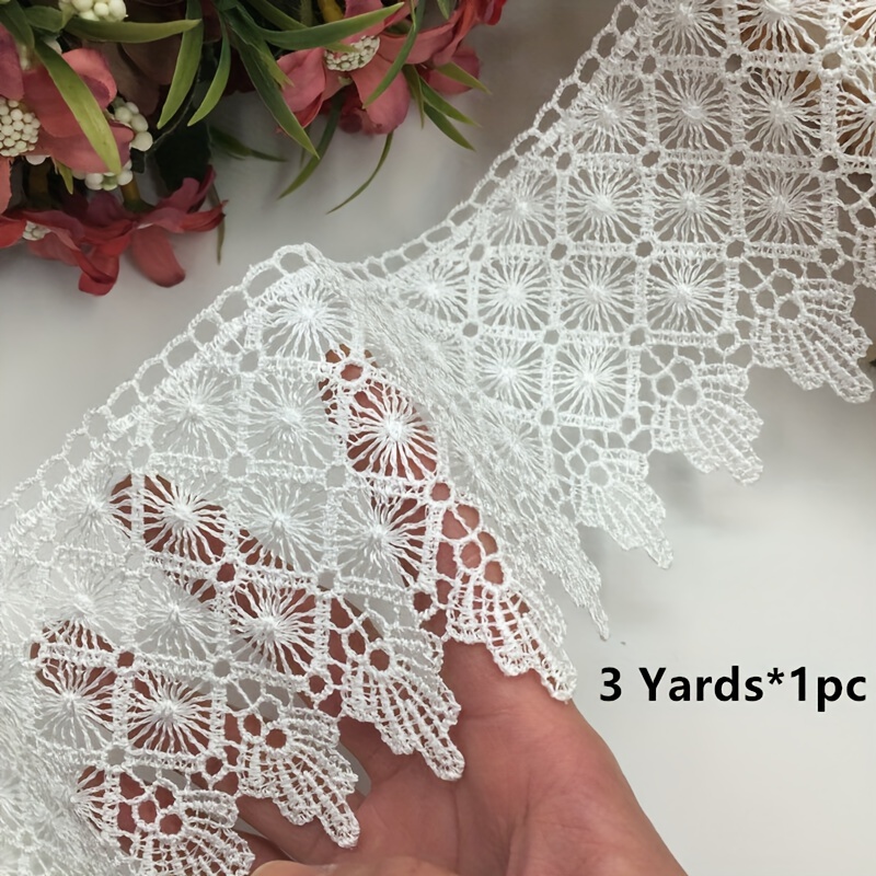 Image of 1pc, Hollow Lace Edge Polyester Lace Trim Lace Ribbon Rope Cord Diy Wedding Handmade Sofa Curtain Sew Accessories Decorative Clothing Embroidery Accessories Decoration Crafts Party Decor