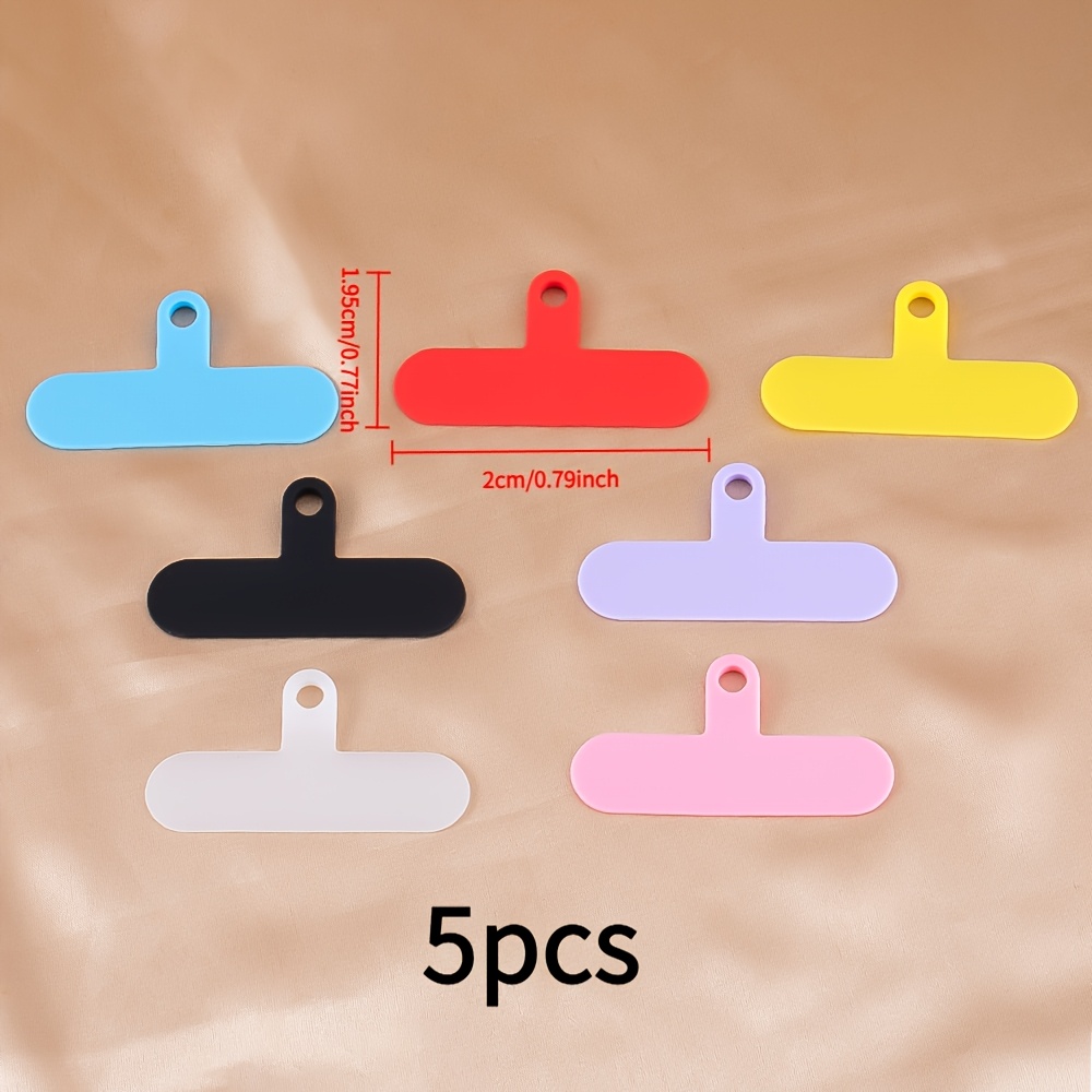TEMU 5pcs Silicone Phone Lanyard Patches - Anti-drop Phone Back Stickers With Hanging Hole, Portable Phone Grip Additions For All Smartphones, Random
