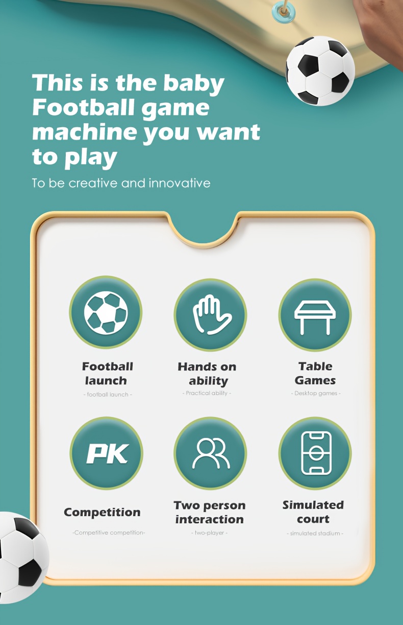 1 Set Familiefeest Tafelvoetbal Bordspel - Draagbaar, Educatief Gevechtsscharen Gevechtsspel, Ideaal voor Ouder-Jongeren Paren Competitie, Perfect Cadeau voor Moederdag, Vaderdag, Jongeren Dag, Buiten Entertainment|Realistisch Voetbalspel|Duurzaam ABS Materiaal, Voetbal Accessoires