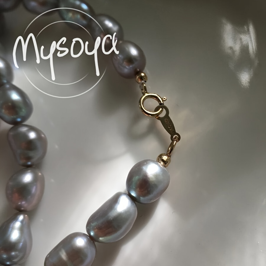 mysoya   handmade natural gray freshwater baroque pearl long necklace 7 8mm gift box included unisex jewelry     parties birthdays anniversaries thanksgiving christmas new year valentines day bohemian style   birthstone no plating no setting     accessory details 4