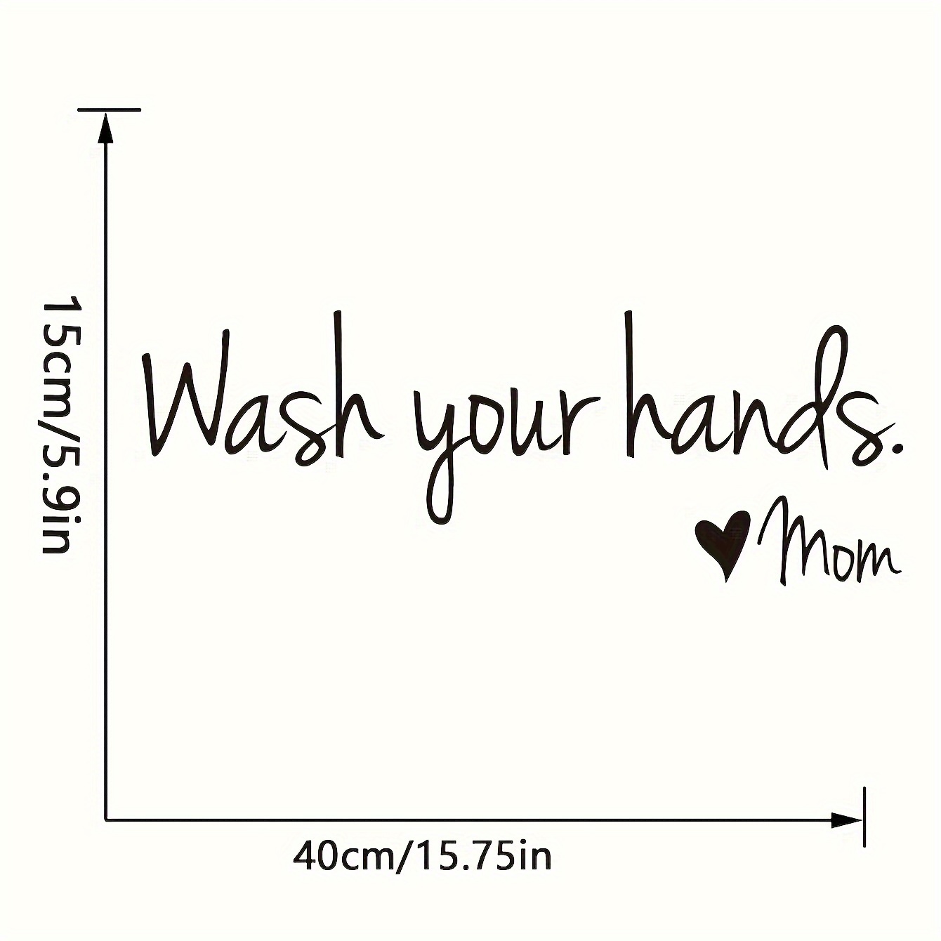 Contemporary "wash Your Hands" Wall Decal - Self-adhesive Pvc Bathroom Reminder Sticker With Heart & Signature From Mom, Single Use Wall Decor For Home, Living Room, Bedroom - Polyvinyl Chloride