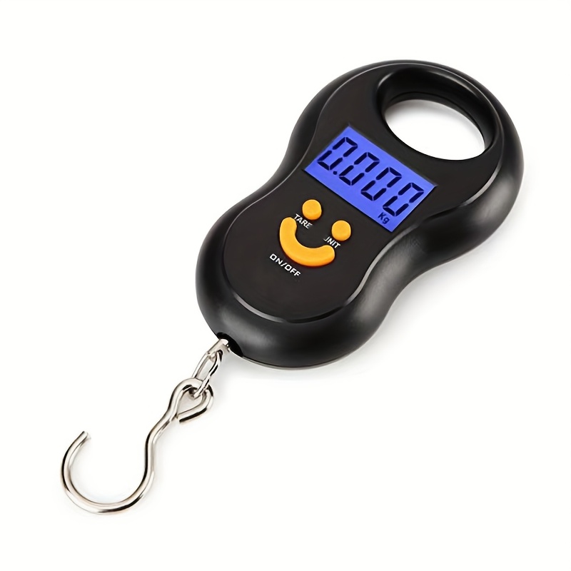 Black Electronic 50kg 10 G/ 110 Lb Gourd Hanging Scale Lcd Digital Portable Scale Backlight Fishing Weighing Pocket Scale Luggage Scale Kitchen Weighing Tool Essential, Batteries Not Included