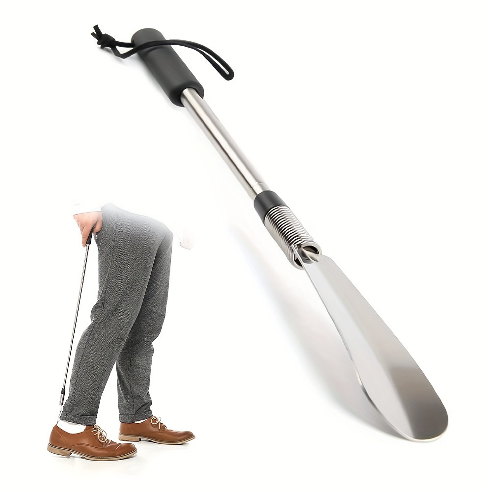 Image of Fanwer Premium Long Handled Shoe Lifter 16" To 31" Adjustable Expander Shoe Horn - Extends & Collapses Stainless Steel Telescopic Spring Shoehorn