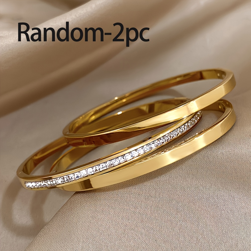 Image of 2pcs Random Stainless Steel Bracelet, Jewelry, Urban Fashion Additions, Perfect Gift For Christmas, Daily Wear, For Family, Daughters