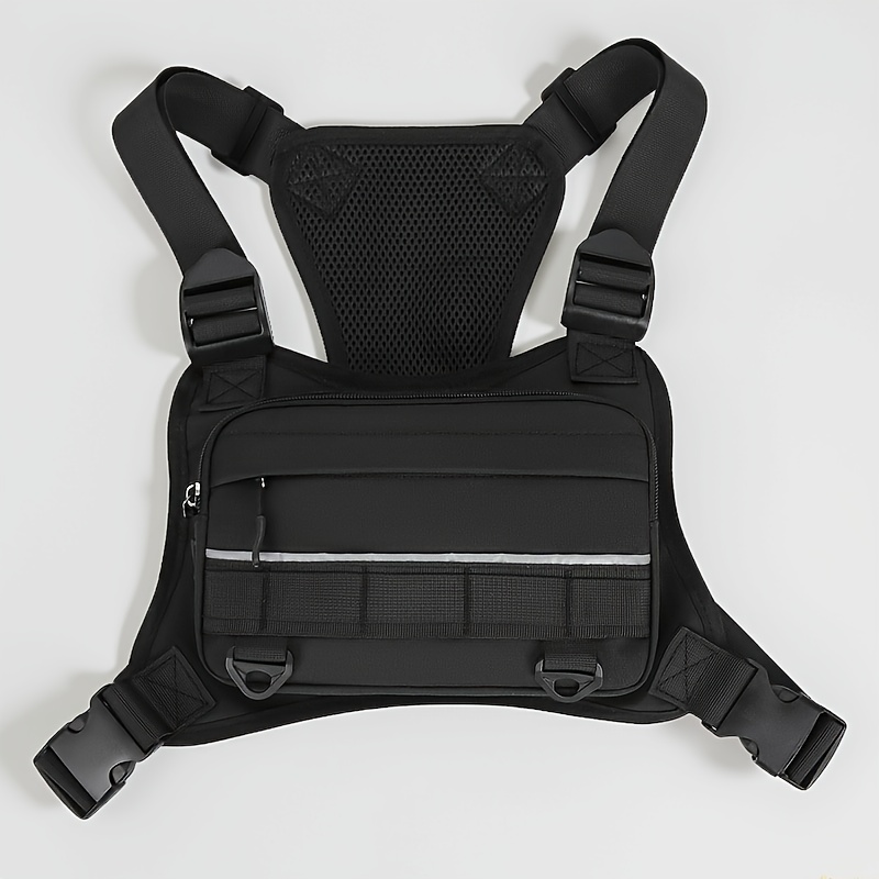 TEMU Reflective Outdoor Sports Backpacks Hip-hop Streetwear Chest Rig Bag Fishing Bag, Hiking Bag Riding Chest Bags Multi-functional Storage Waist