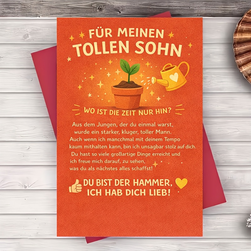 Image of 1 Envelope And 1 Greeting Card Birthday Card For Son Parent Encouragement And Love Greeting Card
