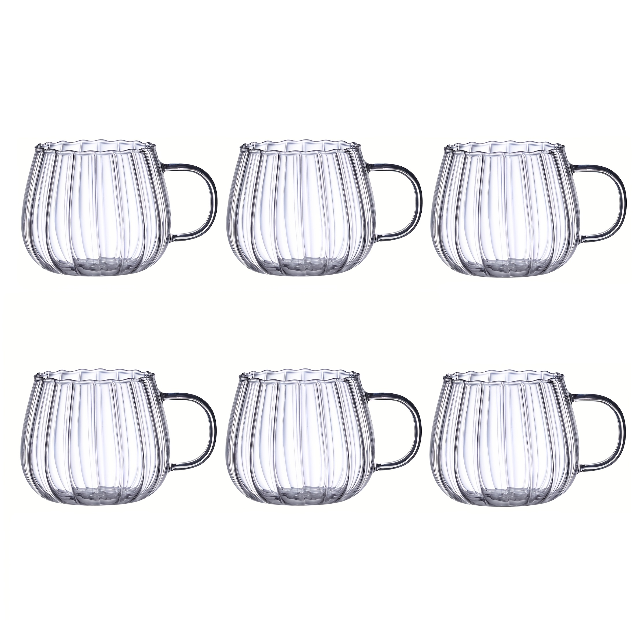 Image of 6/12pcs Glass Pumpkin Cups, 450ml 15.5oz Heat-resistant Breakfast Cups, Suitable For Milk Breakfast Juice Beverage Transparent Drinking Coffee Cups Transparent Mugs