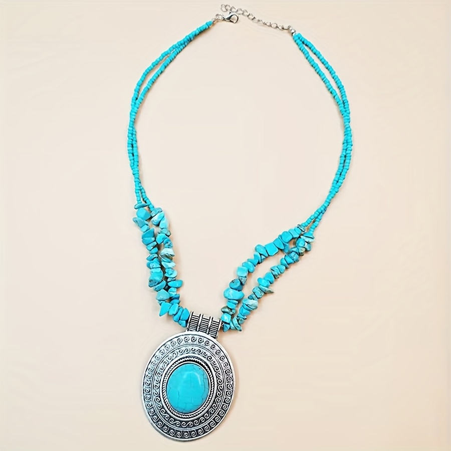 E-shop Böhmischer Urlaubsstil Vintage Elegante Perlenovale Anhänger Halskette Damen Urlaub Geburtstag Date Ball Party Urlaubs Shopping Accessoire