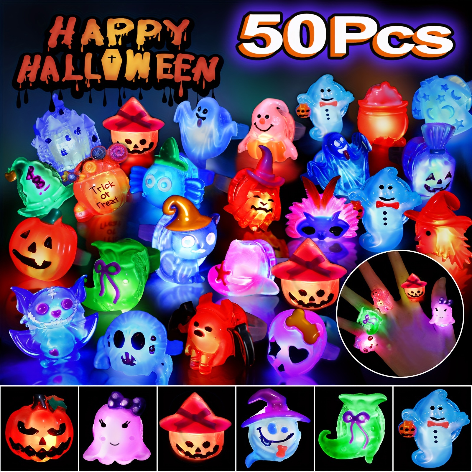 

Npet 50pcs Up Led , Non Halloween Or Treats 3d Flashing Halloween Toy For Kids Adults Bag Stuffers