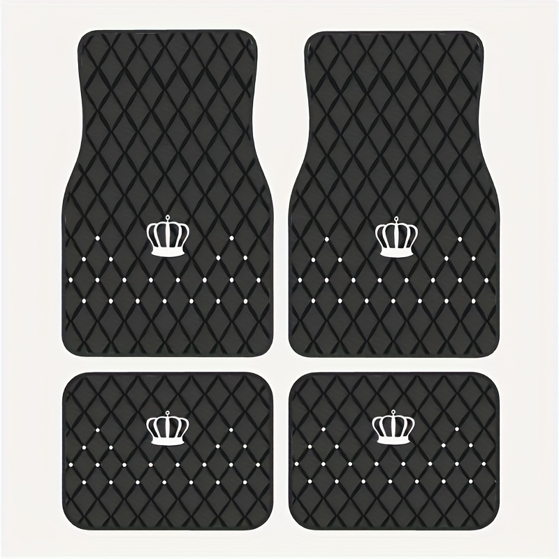 TEMU 2d Flat 4pcs Crown Car Floor Mats Set, Style, Stylish Vehicle Interior Protection, Suitable For Sedan, Van, Suv, , Ideal Christmas & Halloween Gift For , Universal Fit, Polyester Fiber